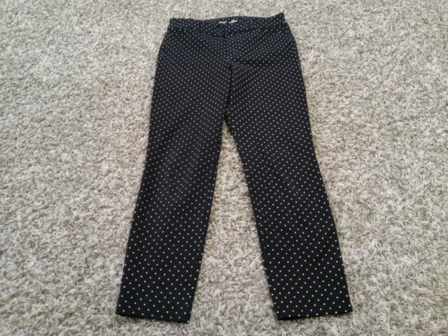 Old Navy Womens Pixie Pants Size 8 Black Polka Dot Cropped Cotton Stretch