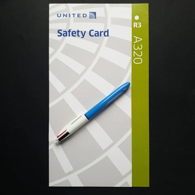UNITED AIRLINES AIRBUS A320 safety card american airways R3 aero graphic 2016 EUR 5,90 PicClick FR