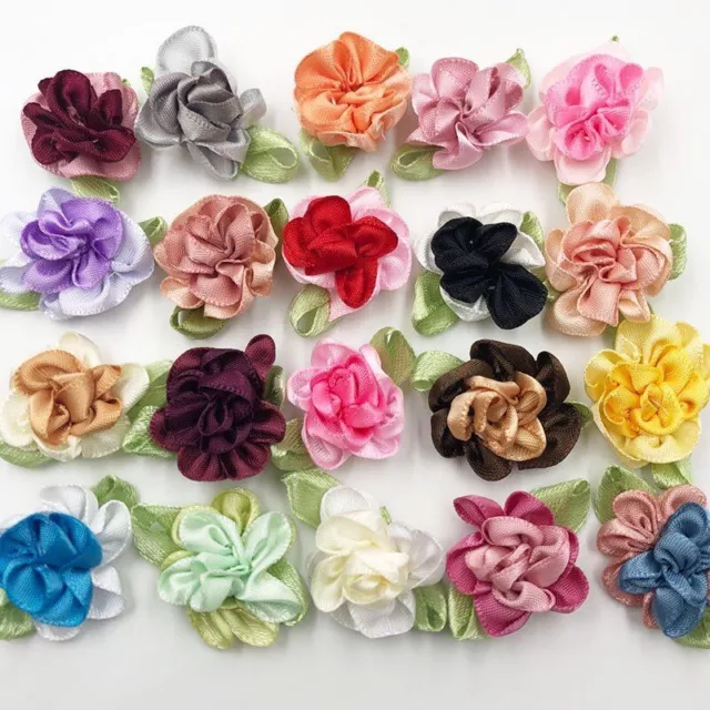 20Pcs Satin Ribbon Flower Bow Sewing Applique Craft Wedding Flowers Ribbons Bows