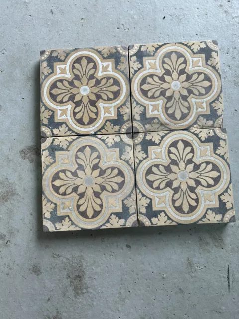 Reclaimed Antique Victorian Edwardian Encaustic Geometric Vitrified Floor tiles