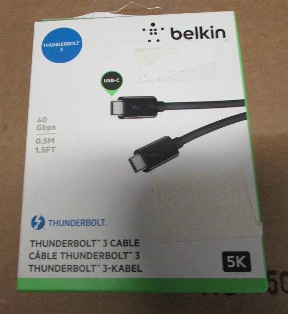 Belkin Thunderbolt 3 USB-C Cable 1.5ft- Black Belkin Thunderbolt 3 USB-C Cable 1.5ft- Black