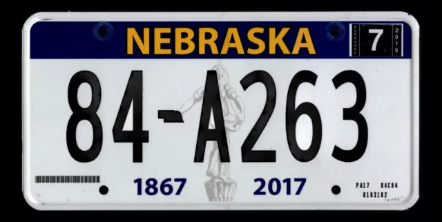 Natural July 2019 NE Nebraska License Plate 84-A263 - Sower design