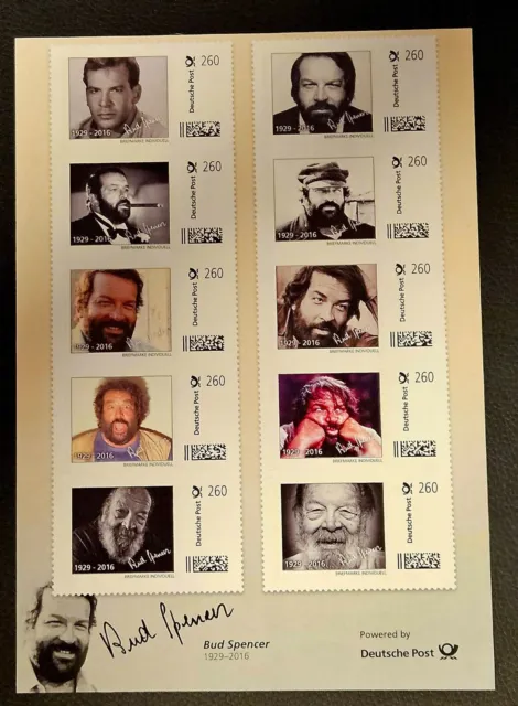 Original Bud Spencer Briefmarken Deutsche Post Bogen mit 10 x 260 Cent / 2,60€