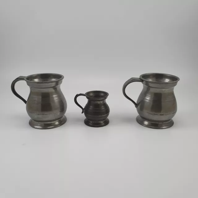 2x Scottish Georgian Pewter Baluster Half Pint Measures J McGlashan & Co + Other 2