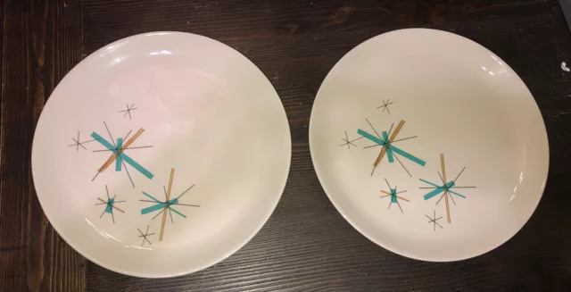 Salem North Star Atomic 9.75" Mid-Century Retro Ovenproof Dinner Plates Set of 2