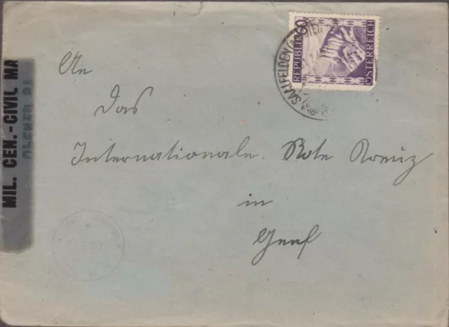 1 schöner Österreichischer Brief, mit Stempel Zensur, gelaufen: 1946