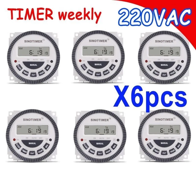 Digital Timer Switch AC Programmable 220V Control DIN Rail Mounted LCD Display
