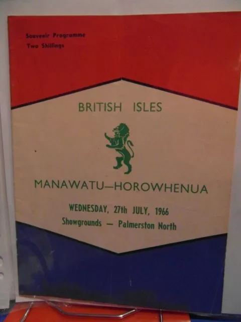1966 Manawatu-Horowhenua V British Lions   Programme