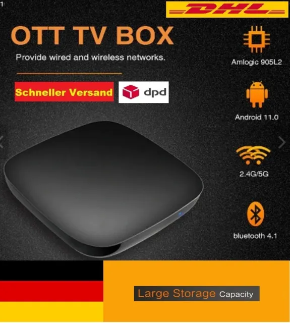 Smart Android BOX TV  11, HD 4K , 2.4G/5G Dual-Band WiFi, BT , Quad Core , 4,1 B