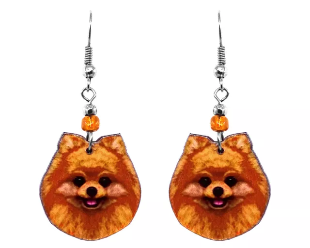 Pomeranian Dog Face Earrings Pet Head Animal Art Womens Cute Breed Puppy Jewelry