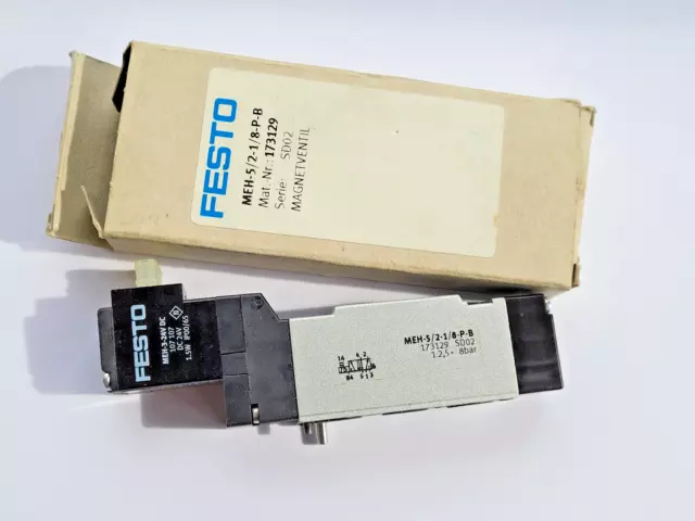 FESTO Meh-5/2-1/8-p-b 173129 Vanne Magnétique - Neuf / Scellé Worldwide Shipping