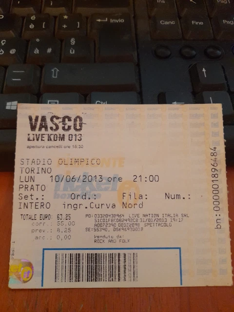 Biglietto Concerto Vasco Rossi Torino 2013