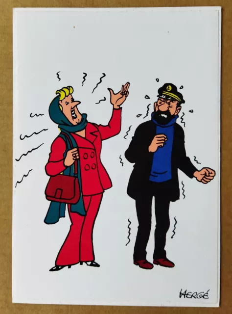 Hergé -- Tintin. Carte Postale Autocollante (3). Haddock / La Castafiore -- 1973