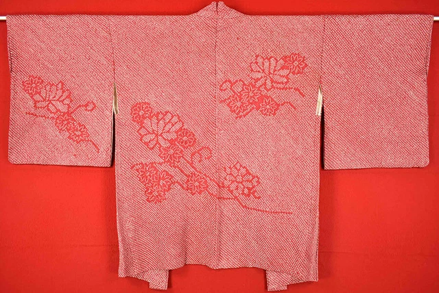 Vintage Japanese Kimono Silk Antique BORO HAORI Kusakizome SHIBORI/A359/410