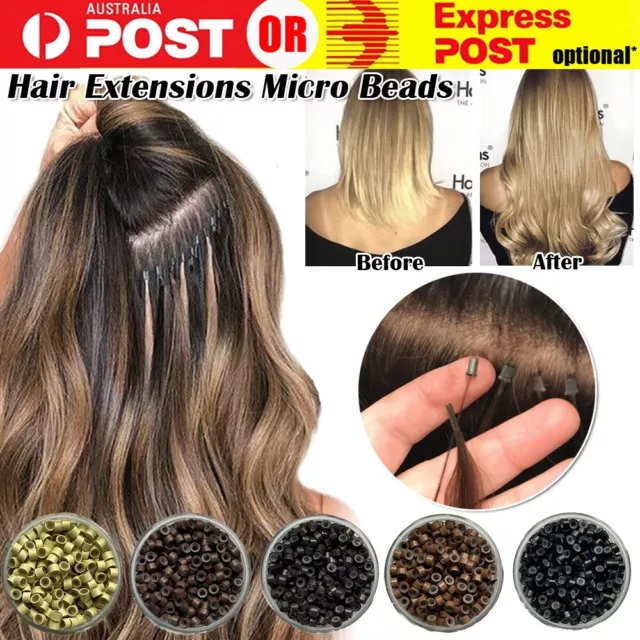 100-1000x Hair Extension Micro Rings Beads Silicone Lined MicroBead 5x3mm Links