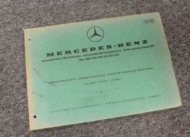 1959-1961 Mercedes Benz 111 220 Sedan Transmission Parts Catalog Manual 1960