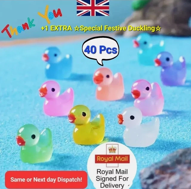 40XPCS LUMINOUS MINI Resin Ducks Tiny Ducks Miniature Duck Glow in the ...