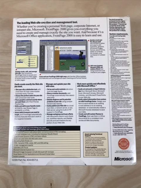 Microsoft Front Page 2000 Upgrade Web Site Creation & Management Tool Sealed Box 2