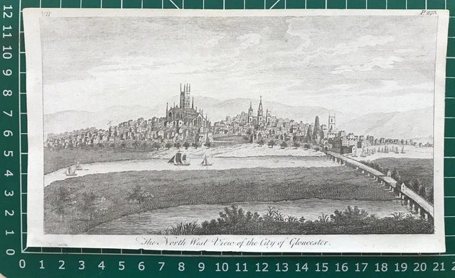 1776 Antique Print; View of Gloucester, Gloucestershire by Goadby