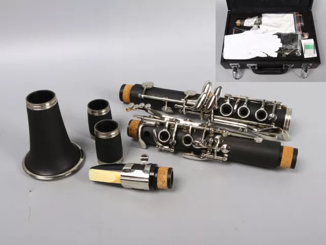 Advance C key Clarinet Two Barrels Ebonite Wood Nickel Plated Key with Case