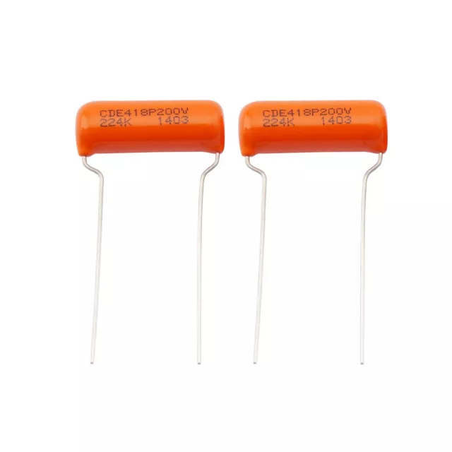 CDE 2Pcs Sprague Guitar Bass Orange Drop Capacitor Tone Cap .22uF 418P 224K 200V