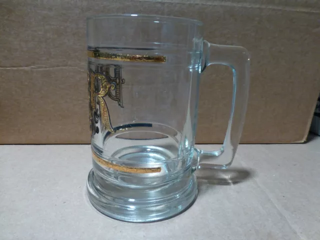 Vintage Culver Mug Beer 5 Cents Glass Stein Mid Century 22k Gold 5-1/4" Tall 2