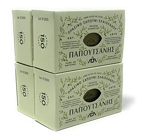 Papoutsanis Pure Greek Olive Oil Soap 6 PACK of 8.8 Oz 250g Bars by Papoutsanis