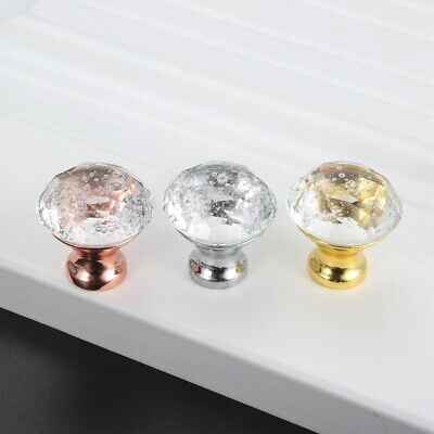 1PC Transparent Crystal Knob Cabinet Door Handle Pull Raindrop Shape Shiny Decor