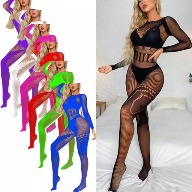 Women Fishnet Bodysuit Sexy Body Stocking Lingerie Babydoll Nightwear Sleepwear