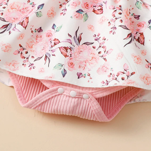 Baby Girls Bow Floral Ruffle Romper Dress Outfits Birthday Party Clothes Set UK 9