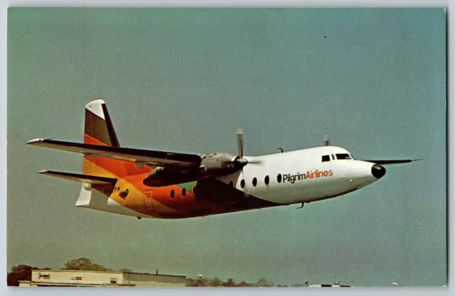 PILGRIM AIRLINES Fokker F-27 Friendship - Airplane - Vintage Postcard