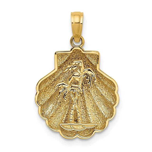 14K Yellow Gold Reversible Palm Trees in Shell Charm