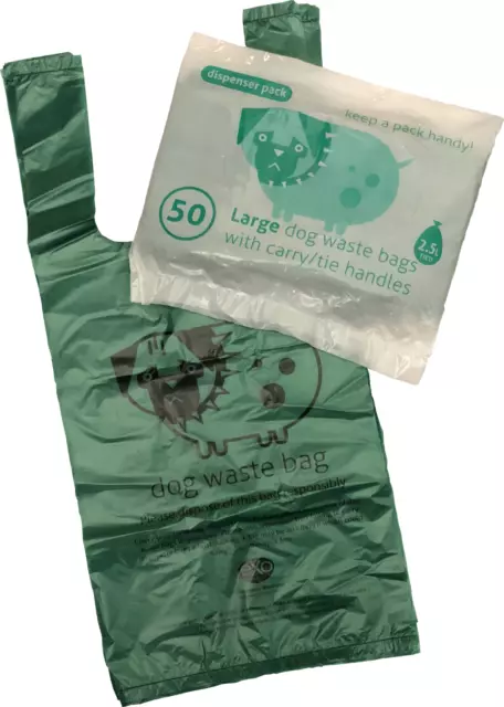 Large EXO bio-plastic degradable Tie-Handle Dog Waste / Doggy Poo Poop Bags