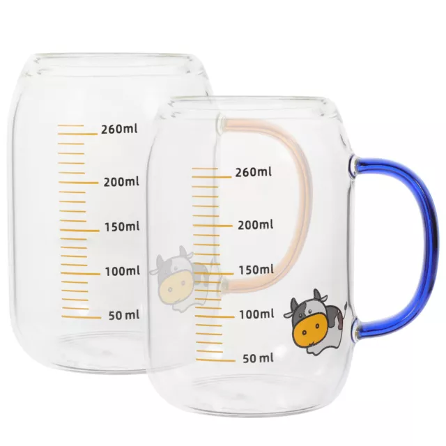 Clear Glasses Mini Milk Measuring Cup with Handle, 250ml (2pcs)