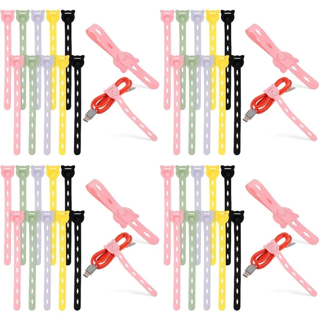 40 un. lazos de cable de silicona cable de gel de sílice correas de fijación de cables