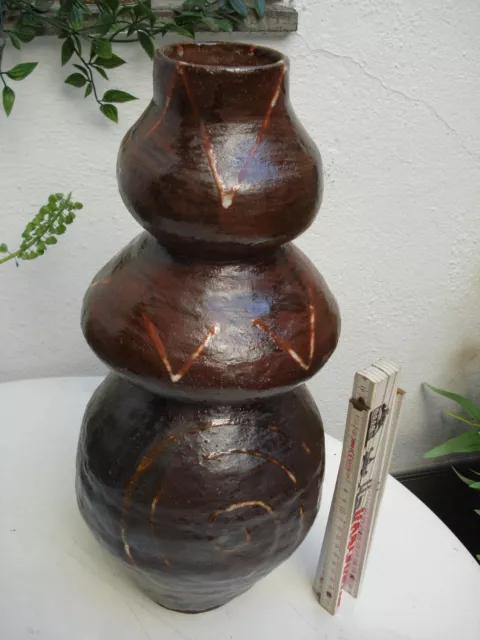 grosse Art Deco Keramik Vase - Höhe 44 cm -außergewöhnlich in Form & Dekor -L390
