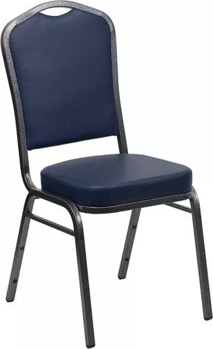 10 PACK Banquet Chair Navy Vinyl Restaurant Chair Crown Back Stacking Chair