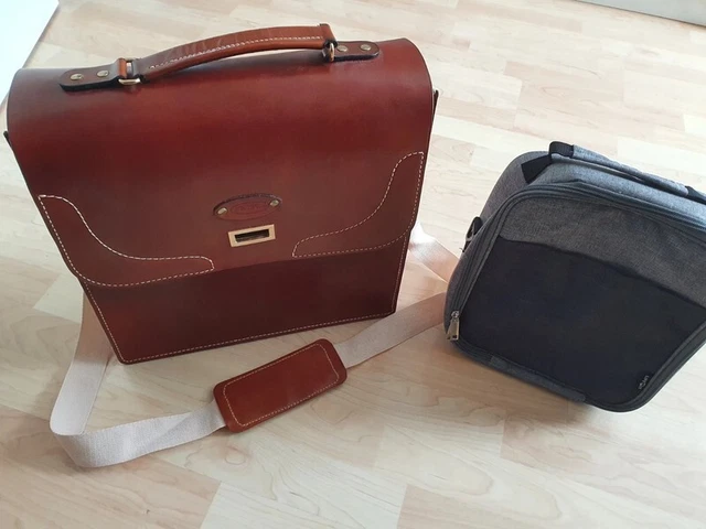 Business Aktentasche handgefertigt Echt Leder (Braun, cognac, neu)
