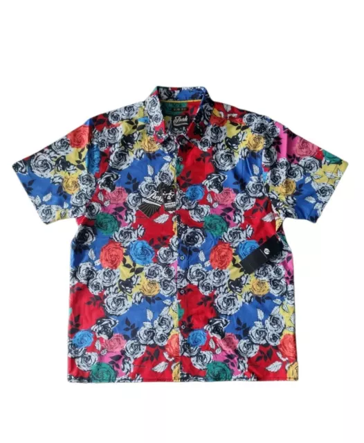 Drill Clothing Fresh Prints of Bel-Air Floral Roses Button Up Retro XLarge Shirt