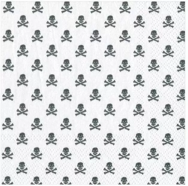 Caspari Skull and Crossbones Paper Cocktail Napkins in White - 20 Per Package