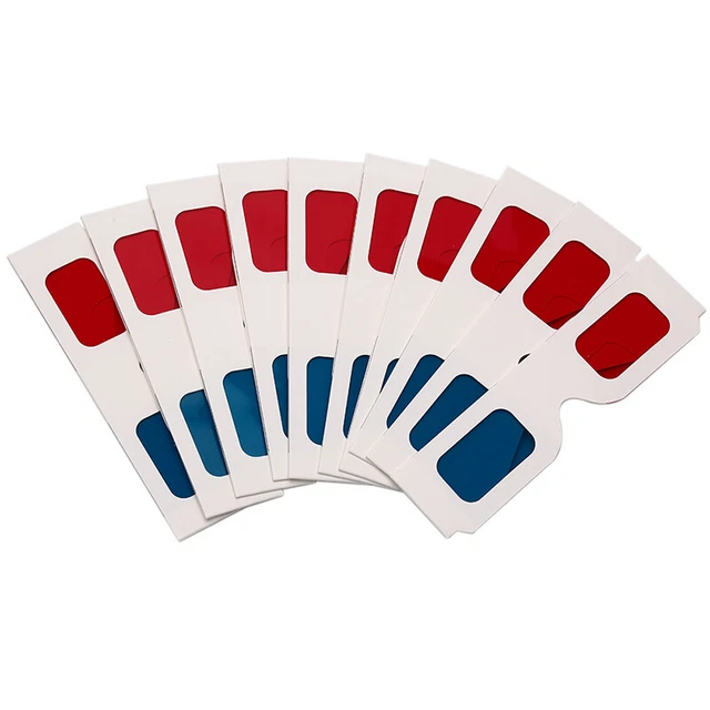100 pairs Universal Paper 3D Glasses Paper Anaglyph Red Cyan Red/Blue For *f8