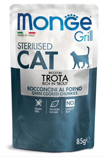 CIBO UMIDO PER GATTI STERILIZZATI 6x85 GR NATURAL SUPERPREMIUM JELLY MONGE GRILL