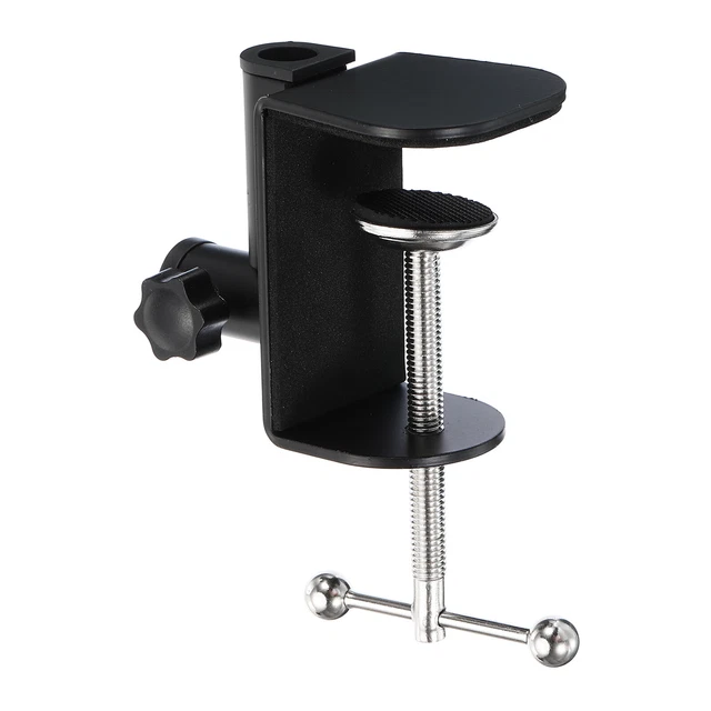2Pcs 0.49" Hole Dia Universal C-Clamp Table Lamp Mic Arm Mount Desk Clamp, Black