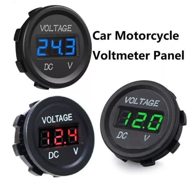 LED Digital Voltmeter Panel Voltage Volt Meter Gauge 12V 24V Car Motorcycle