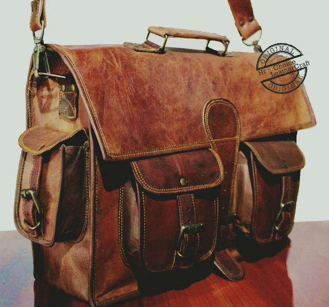 Neuf Homme Vintage Bandoulière Cuir Épaule Portable Sac Mallette Sacoche Bureau