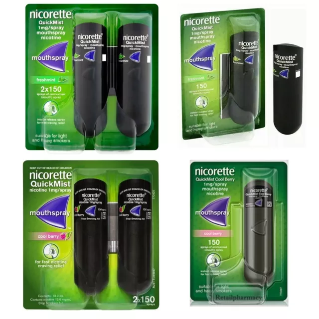 Nicorette Quickmist 1mg Mouthspray - Menta Fresca (2025) & Coolberry (2024)