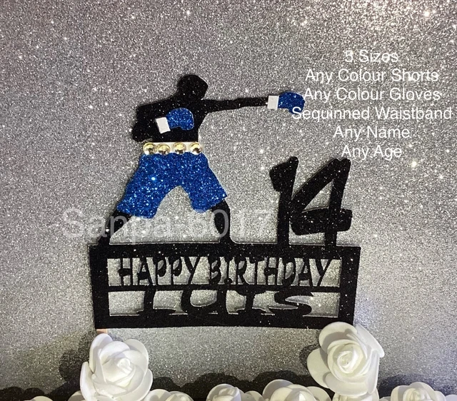 BOXER TOPPER TORTA Personalizzato 14° Compleanno Glitter Compleanno ...