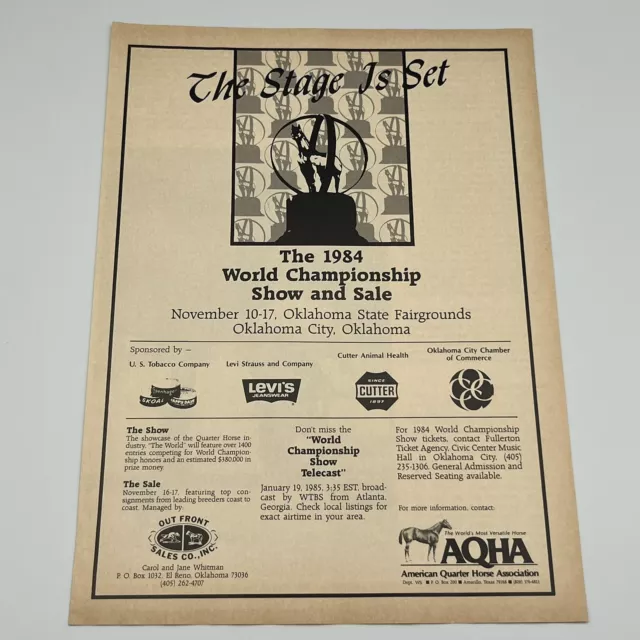 American Quarter Horse Association World  Championship Show Sale 1984 Print Ad