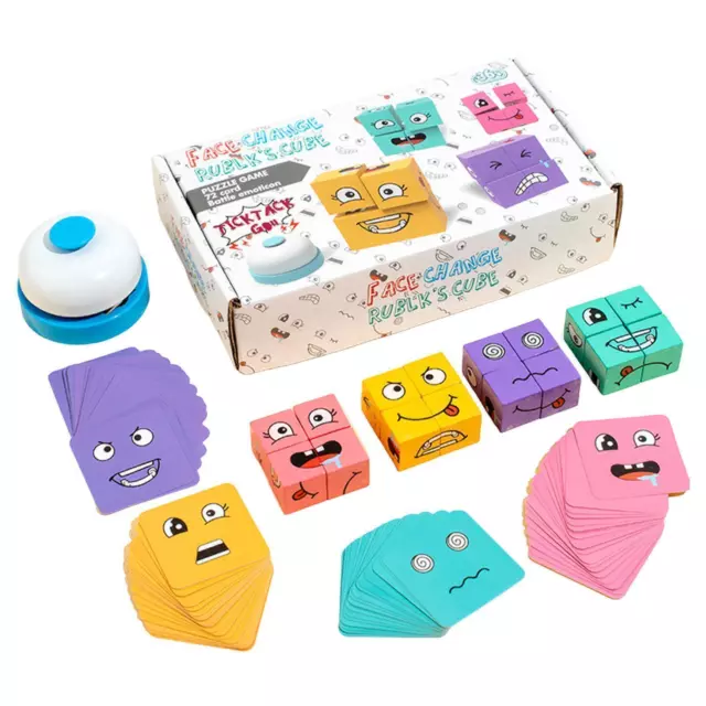 Face Changing Cubes Wooden Matching Puzzle Game Cube Building Blocks Game LOVE