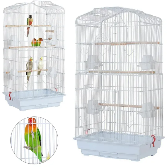 Large Metal Bird Cage White for Small Birds Canary Cockatiel Budgie Parakeet